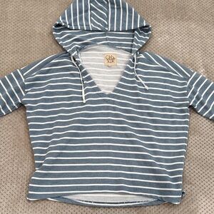 Cha Sor Striped Blue and White Hoodie Sweatshirt